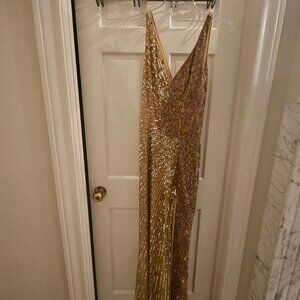 Mac Duggal Gold Sequin Gown